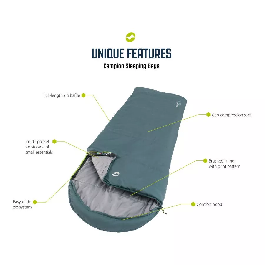 Camping-Schlafsack Outwell Campion Lux, Teal | Ausstellungsstück – Bild 2