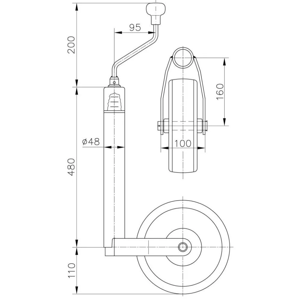 Deichselstützrad Winterhoff Mit Stützlastanzeige ST 48-CW-240 S, Gummi / Kunststoff – Bild 2